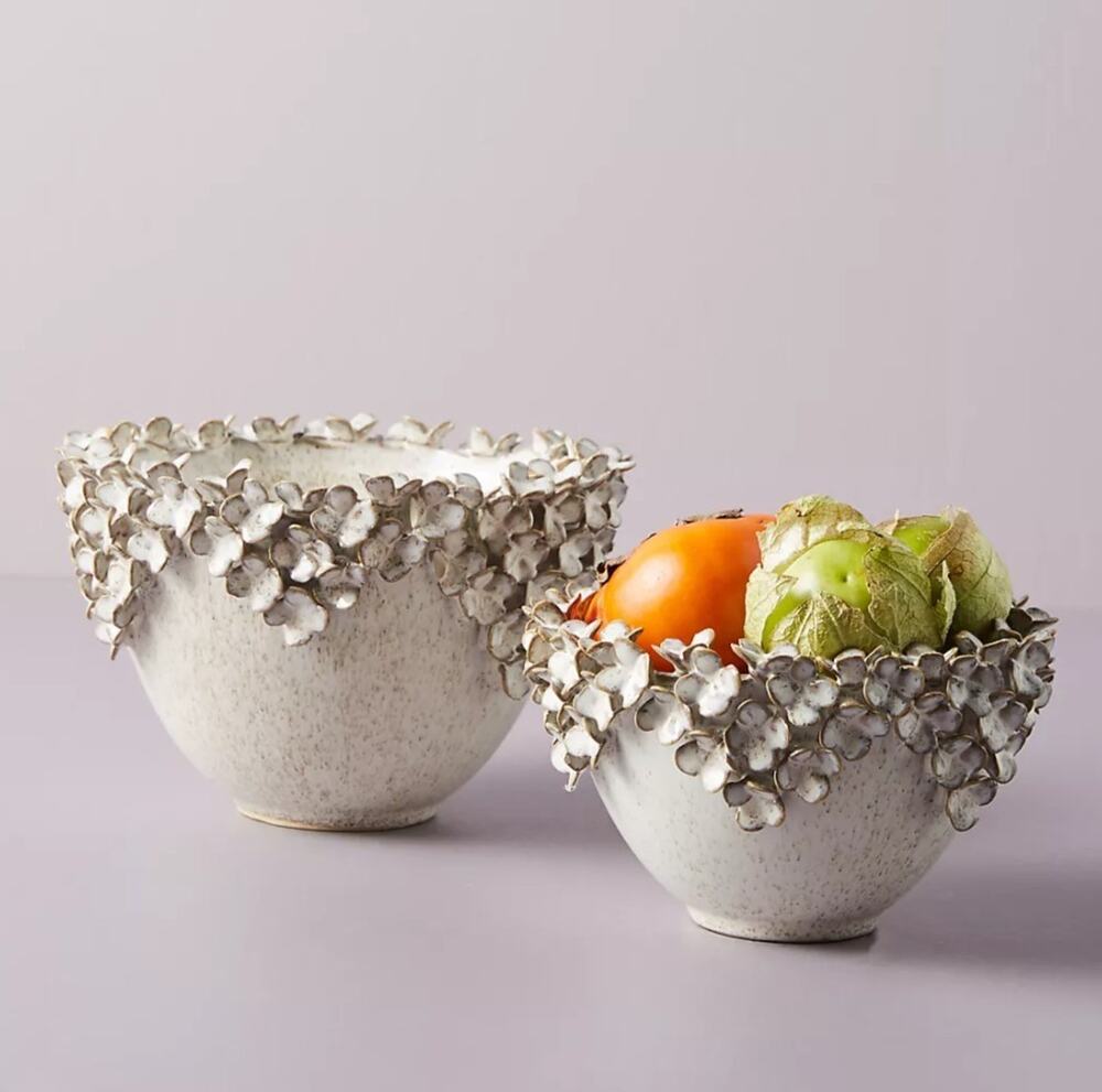 Anthropologie Oren Pot Set Of 2 Ceramic Pots 4.5 x 7" and 3.5 x 6" Sculptural